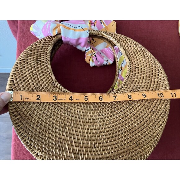 Vera For Anthropologie Sigrid Scarf Clutch Rattan Purse Handbag Pink Scarf - Picture 12 of 16